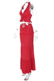 Halter Tie-Back Skirt Set