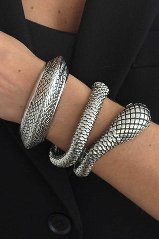 Textured Snake Wrap Cuff Bracelet