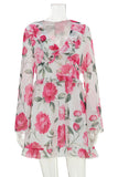Floral Bell Sleeve V-Neck Mini Dress