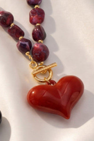 Heart Pendant Beaded Necklace