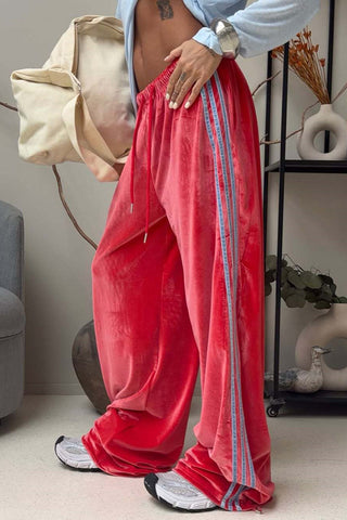 Striped Side Wide-Leg Sweatpants