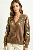 Floral V-Neck Button-Front Cardigan