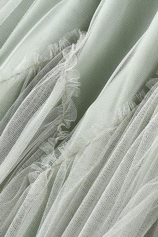Tiered Tulle Ruffle A-Line Midi Skirt