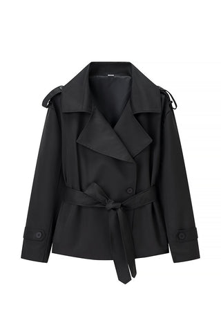 Notched Collar Belted Wrap Coat