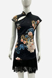 Floral Print Cheongsam Dress