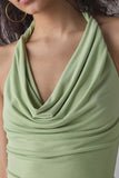 Ruched Halter Snake Print Tank