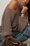 Sheer V-Neck Loose Knit Sweater