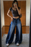Patchwork Wide-Leg Baggy Jeans