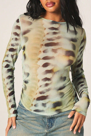Tie-Dye Crew Neck Long Sleeve T-Shirt