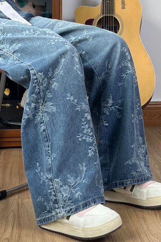 Floral High-Waist Wide-Leg Pants