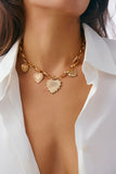 Multi-Charm Heart Pendant Chain Necklace