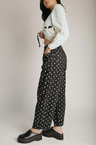 Polka Dot High-Waist Baggy Jeans