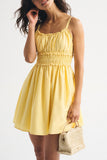 Smocked Gingham Casual Dress