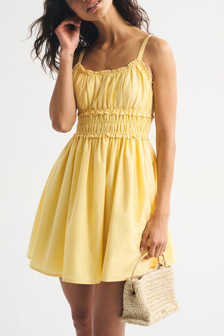 Smocked Gingham Casual Dress
