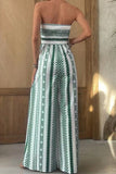 Strapless Printed Wide-Leg Jumpsuit