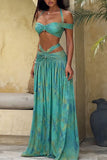 Tie-Front Cutout Strap Skirt Set