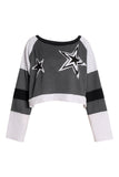 Star Graphic Crochet Panel Pullover