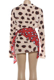 Abstract Print Bell Sleeve Mini Casual Dress