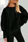 Crew Neck Side Slit Sweatshirt