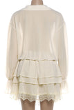 Sheer Lace V-Neck Ruffle Mini Dress