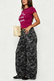 High-Waist Wide-Leg Cargo Casual Pants