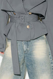 Belted Peplum Collar Coat