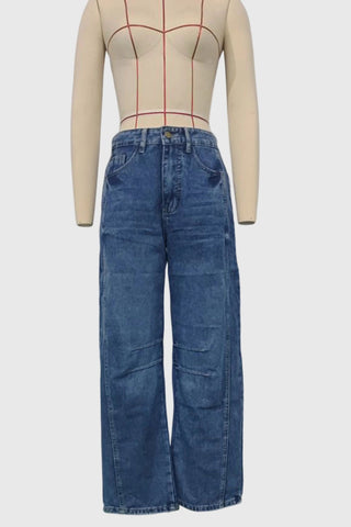 High-Waist Paneled Baggy Jeans