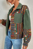 Geometric Patchwork Corduroy Shacket