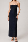 Pinstripe Strapless Corset Maxi Dress
