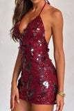 Sequin Halter Mini Dress