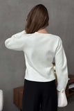 V-Neck Metallic Button Long Sleeve Cardigan