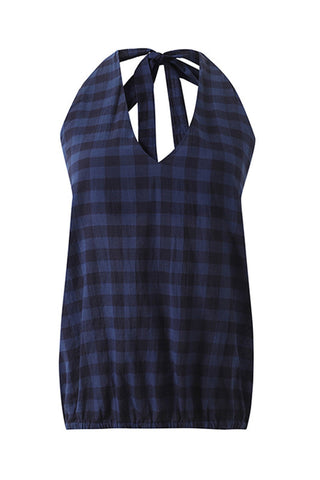 Gingham Halter Neck Tank Top