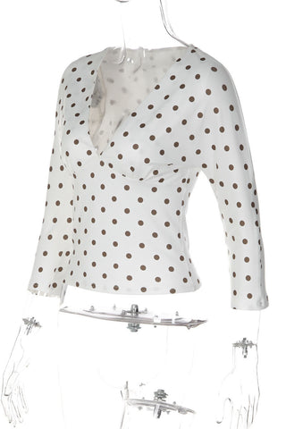 Polka Dot V-Neck Crop Top