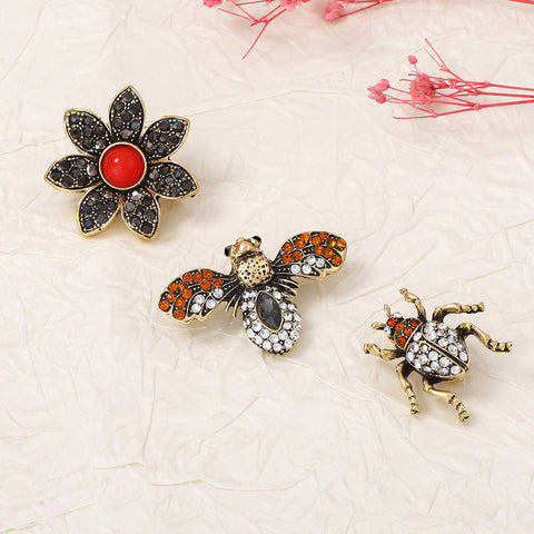 Insect Flower Brooch Set