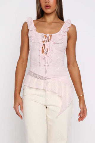 Lace-Up Asymmetrical Tank Top