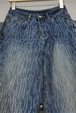 Stripe Embellished Wide Leg Jeans