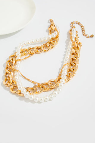 Chunky Chain and Pearl Layered Necklace