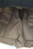 Belted Pleated Suede Mini Skirt