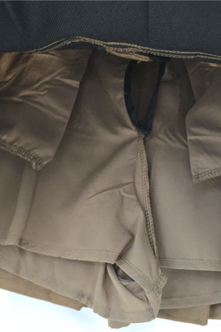 Belted Pleated Suede Mini Skirt