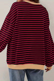 Striped Crew Neck Contrast Trim Top