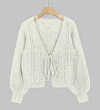 Cable Knit V-Neck Tie Front Cardigan