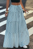 Polka Dot Tiered Drawstring Maxi Skirt