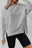 Crew Neck Side Slit Sweatshirt