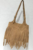 Braid-Handle Fringe Tote