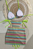 Striped Ruched Mini Skirt Set