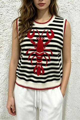 Cropped Crew Neck Lobster Vest