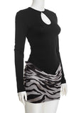 Keyhole Long Sleeve Zebra Mini Dress