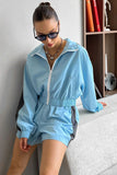 Zip-Up Crop Jacket and Shorts Set