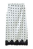 Polka Dot Lace Hem Midi Skirt
