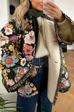 Floral Quilted Tweed Trim Coat